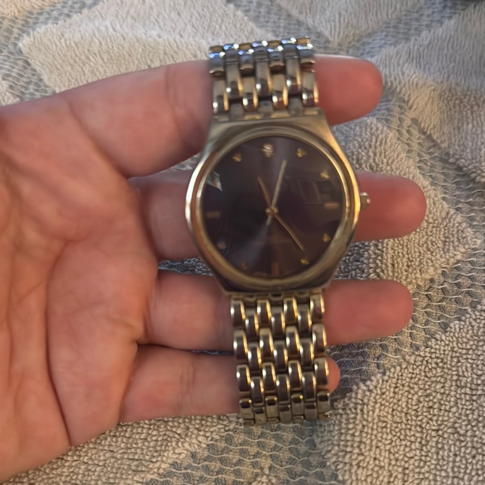 Silver and Black Stainless Steel Watch
